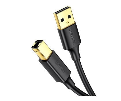 Kabel UGREEN US135 Kabel USB 2.0 A-B do drukarki pozłacany 1.5m czarny 6957303800452